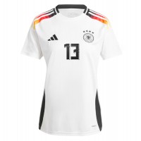 Camiseta Alemania Thomas Muller #13 Primera Equipación Replica Eurocopa 2024 para mujer mangas cortas